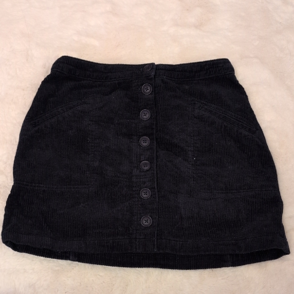 Marine Layer Navy Corduroy Button-Up Mini Skirt